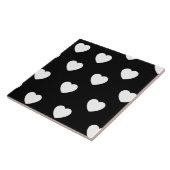 Schwarz-Weiß-Herz-Muster Fliese (Seite)