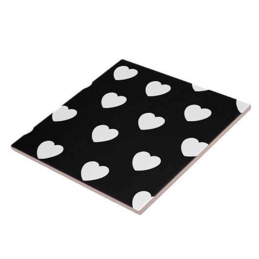 Schwarz-Weiß-Herz-Muster Fliese (Seite)