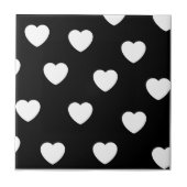 Schwarz-Weiß-Herz-Muster Fliese (Vorderseite)