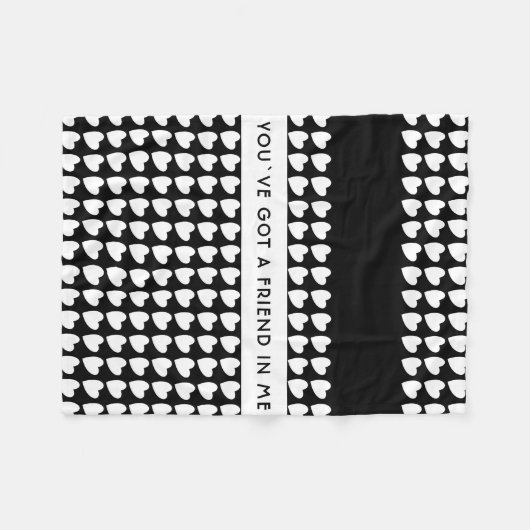 Schwarz-Weiß-Herz-Muster-Freundschaft Fleecedecke (Vorderseite (Horizontal))