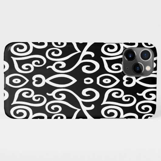 Schwarz-Weiß-Herz-Muster iPhone Hülle (Rückseite (Horizontal))