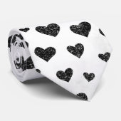 Schwarz-Weiß-Herz-Muster Krawatte (Gerollt)
