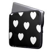 Schwarz-Weiß-Herz-Muster Laptopschutzhülle (Vorderseite Links)