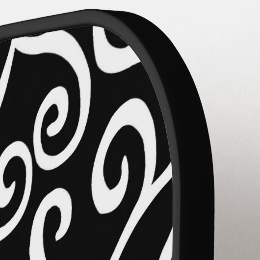 Schwarz-Weiß-Herz-Muster Pickleball Schläger (Linke Seite)