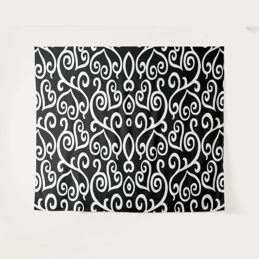 Schwarz-Weiß-Herz-Print Wandteppich (Vorderseite (Horizontal))