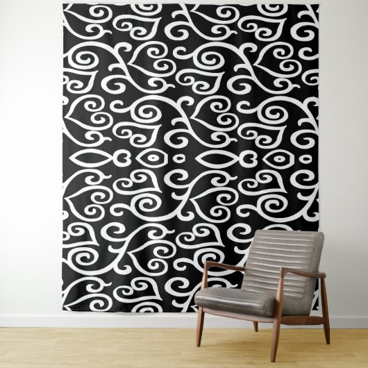 Schwarz-Weiß-Herz-Print Wandteppich (Beispiel)