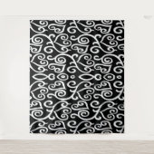 Schwarz-Weiß-Herz-Print Wandteppich (Vorderseite)