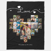 Schwarz-Weiß-Herz-Shaped Foto Collage Script Fleecedecke (Vorderseite)