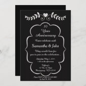 Schwarz & Weiß Herz & Wein Einladung zum Jubiläum (Vorne/Hinten)