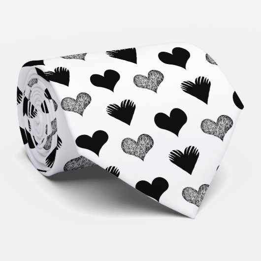 Schwarz-Weiß-Herz zeichnend - Einfaches Diversity Krawatte (Gerollt)