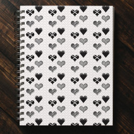 Schwarz-Weiß-Herz zeichnend - Einfaches Diversity Notizblock