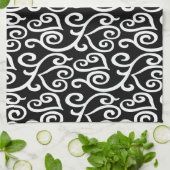 Schwarz-Weiß-Herzen Geschirrtuch (Gefaltet)