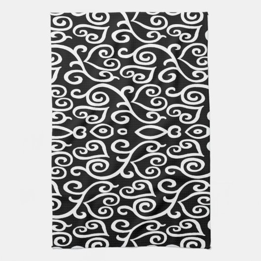 Schwarz-Weiß-Herzen Geschirrtuch (Vertikal)