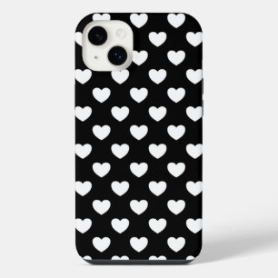 Schwarz-Weiß-Herzen im trendigen Polka-Style iPhone 14 Plus Hülle
