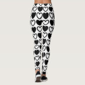 Schwarz-Weiß-Herzen Leggings (Rückseite)