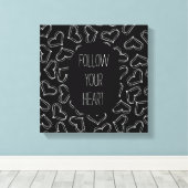 Schwarz-Weiß-Herzen Leinwanddruck (Insitu (Holzboden))