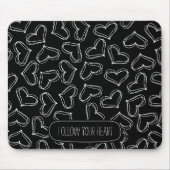 Schwarz-Weiß-Herzen Mousepad (Vorne)