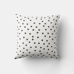 Schwarz-Weiß-Herzen Muster Monochrom Kissen