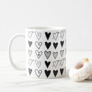 Schwarz-Weiß-Herzen-Tasse Kaffeetasse