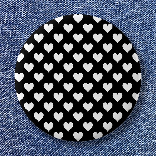 Schwarz-Weiß-Herzmuster Button