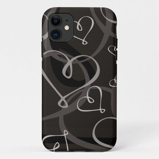 Schwarz-Weiß-Herzmuster Case-Mate iPhone Hülle (Rückseite)