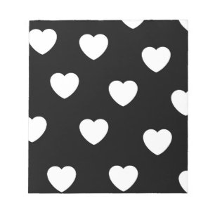 Schwarz-Weiß-Herzmuster Notizblock
