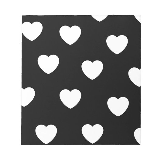Schwarz-Weiß-Herzmuster Notizblock (Vorderseite)