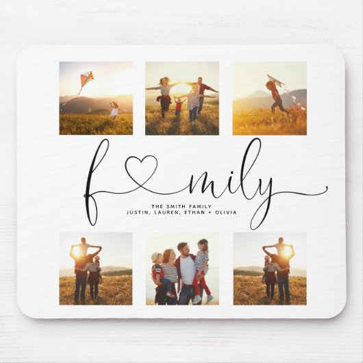 Schwarz-Weiß-Herzschrift 6 Foto Familienkollektion Mousepad (Vorne)
