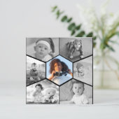 Schwarz-Weiß-Hexagon-FotoCollage Ankündigung (Stehend Vorderseite)