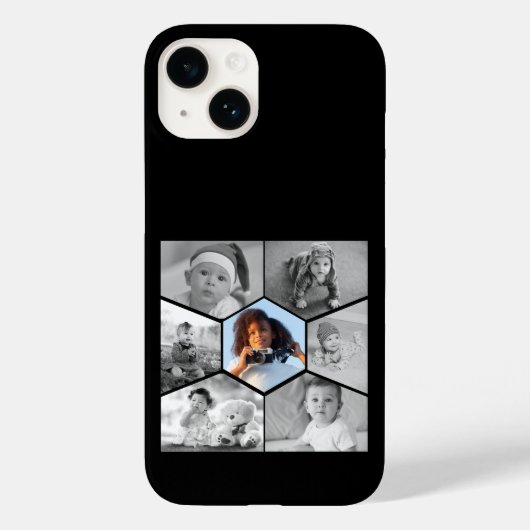Schwarz-Weiß-Hexagon-FotoCollage Case-Mate iPhone Hülle (Rückseite)