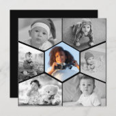 Schwarz-Weiß-Hexagon-FotoCollage Dankeskarte (Vorne/Hinten)