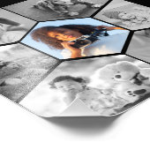 Schwarz-Weiß-Hexagon-FotoCollage Fotodruck (Ecke)