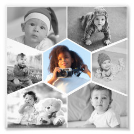 Schwarz-Weiß-Hexagon-FotoCollage Fotodruck