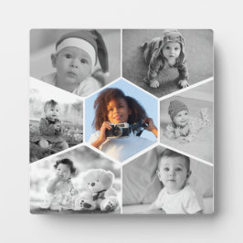 Schwarz-Weiß-Hexagon-FotoCollage Fotoplatte
