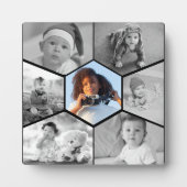 Schwarz-Weiß-Hexagon-FotoCollage Fotoplatte (Vorderseite)