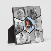 Schwarz-Weiß-Hexagon-FotoCollage Fotoplatte (Vorderseite)