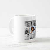 Schwarz-Weiß-Hexagon-FotoCollage Kaffeetasse (Vorderseite Links)
