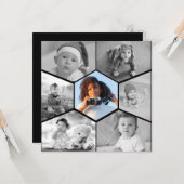 Schwarz-Weiß-Hexagon-FotoCollage Karte (Vorderseite/Rückseite Beispiel)