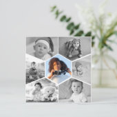 Schwarz-Weiß-Hexagon-FotoCollage Karte (Stehend Vorderseite)