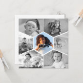 Schwarz-Weiß-Hexagon-FotoCollage Karte (Vorderseite/Rückseite Beispiel)