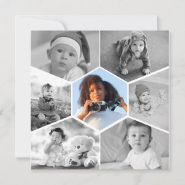 Schwarz-Weiß-Hexagon-FotoCollage Karte