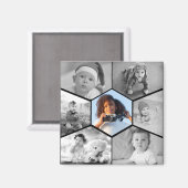 Schwarz-Weiß-Hexagon-FotoCollage Magnet (Vorderseite/Rückseite)