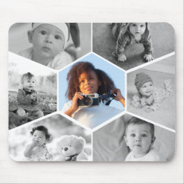 Schwarz-Weiß-Hexagon-FotoCollage Mousepad