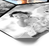 Schwarz-Weiß-Hexagon-FotoCollage Poster (Ecke)