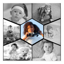 Schwarz-Weiß-Hexagon-FotoCollage