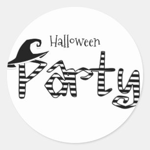 Schwarz-Weiß-Hexen-Halloween-Party Runder Aufkleber