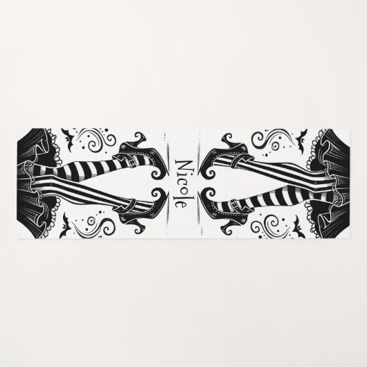 Schwarz-Weiß-Hexenleder, weißes Halloween Yogamatte (Vorderseite (Horizontal))