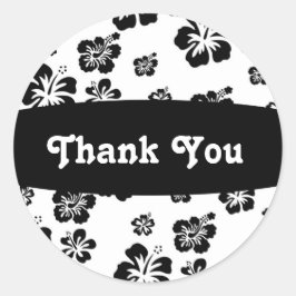 Schwarz-Weiß-Hibiskus-Blume Blumenaufkleber für Pa Runder Aufkleber