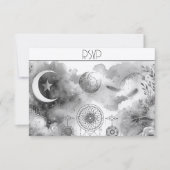 Schwarz-Weiß-Himmelsmond-Antwortkarte (Vorderseite)