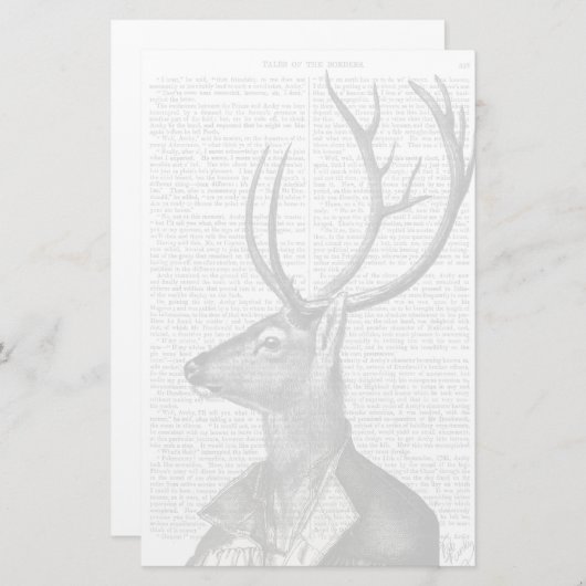 Schwarz-Weiß-Hirsch-Portrait Briefpapier (Vorne/Hinten)